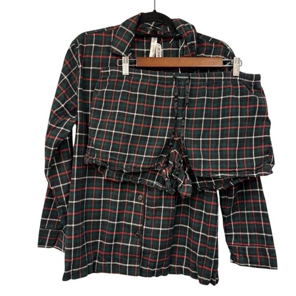 Adore Me Plaid Pajama Set Long Sleeve Top Shorts Bottom Womens Large Holiday - Picture 1 of 10